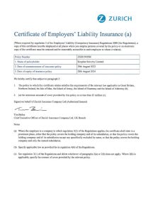 Employers' Liability Certificate