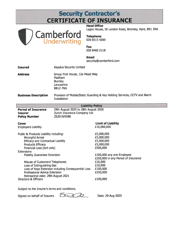 Certificate of Insurance August 2025 - 2026 Thumbnail